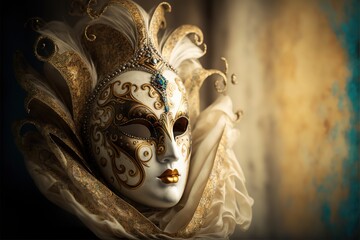 Beautiful mask for Venice carnaval. Generative AI