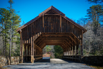 Fototapeta na wymiar Covered Bridge in DuPont State Recreational Forest in North Carolina.