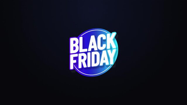 black friday graphic element. Black Friday text graphic explodes onto the screen with smoke effect. black friday banner design 4k animation. sales shopping social media background. Purple and Blue hue