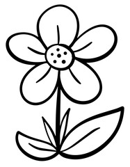 Flower outline  design. Coloring book. Black and white drawing vector illustration.