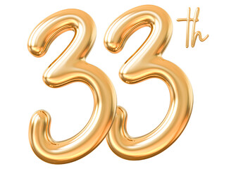 Anniversary 33th 3d gold number with generative AI