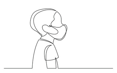 profile portrait of young african boy wearing face mask - PNG image with transparent background