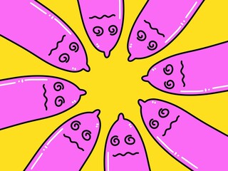 art color of cute condom cartoon