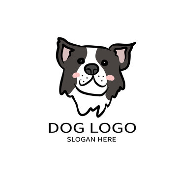 Border Collie dog logo cartoon vector illustration