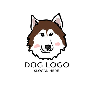 Siberian Husky dog logo cartoon vector illustration