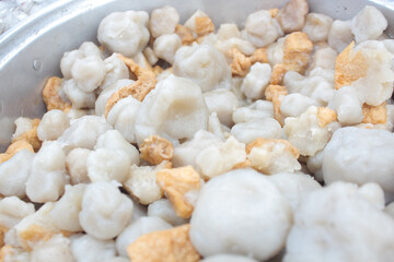 Close up view of Indonesia's food, pentol in Yogyakarta Java