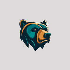 grizzly bear head logo symbol design template, emblem, sport logo