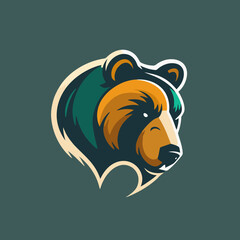 grizzly bear head logo symbol design template, emblem, sport logo