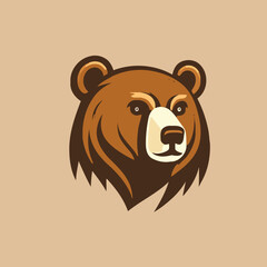 grizzly bear head logo symbol design template, emblem, sport logo