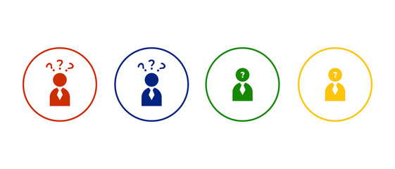 Businessman with question icon vector. thinking or making decision concept.