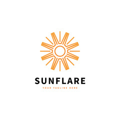 sun flare logo design with light bright shine inspiration