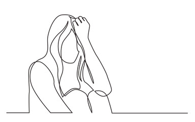 continuous line drawing addicted woman in despair - PNG image with transparent background