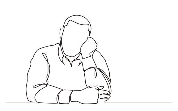 continuous line drawing dreaming man - PNG image with transparent background
