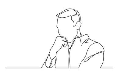 continuous line drawing worried man - PNG image with transparent background