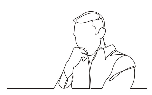 recommend clip art: continuous line drawing worried man - PNG image with transparent background