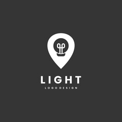 light bulb combine with pointer logo design modern concept