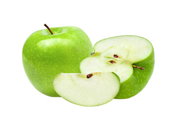 half green apple on transparent png