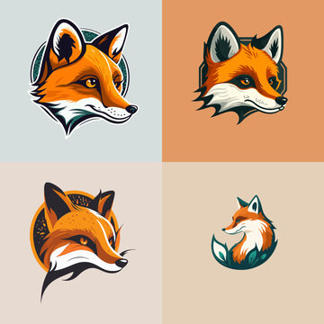 fox head logo minimal modern icon flat vector style