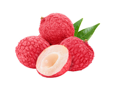 lychee tropical fruit with leaves on transparent png