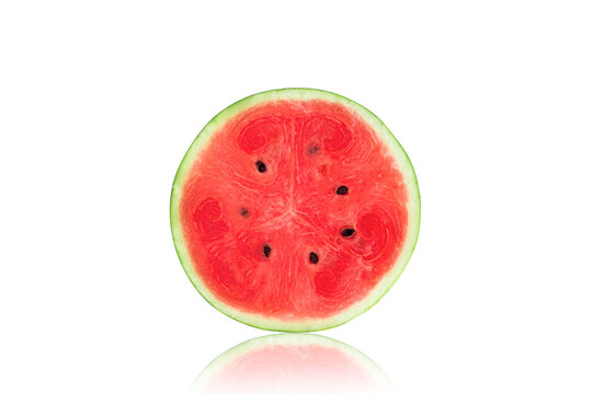 Slice of watermelon isolated on white background. Slice whole watermelon with clipping path
