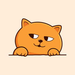 Solid Orange Cat Cartoon - Cute Cat Waving Hand Pawns Vector
