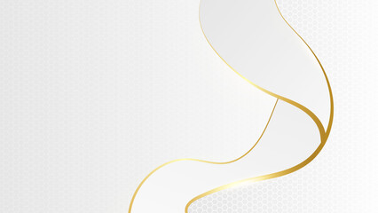 Modern abstract white and gold background vector. Elegant concept design with golden line.