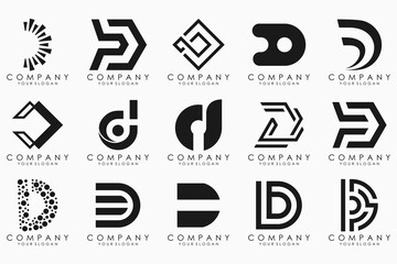 abstract letter D logo icon set. design for business of luxury, elegant, simple. - obrazy, fototapety, plakaty