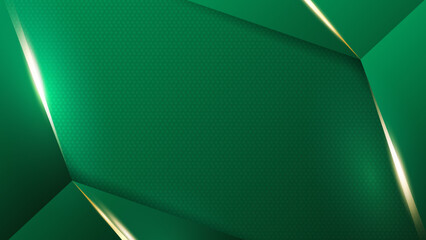 Modern abstract green and gold background vector. Elegant concept design with golden line.