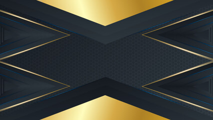 Modern abstract black and gold background vector. Elegant concept design with golden line.