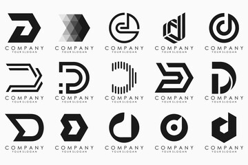 abstract letter D logo icon set. design for business of luxury, elegant, simple.