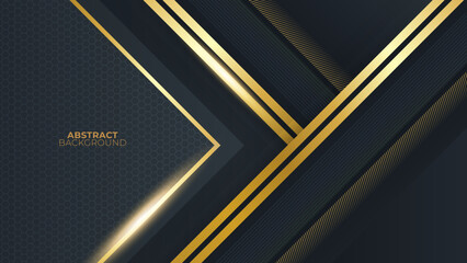 Luxury abstract background with golden lines, modern black backdrop concept 3d style. Illustration from vector about modern template deluxe design.
