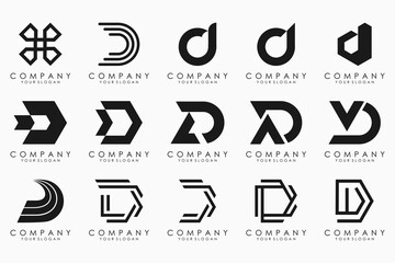 abstract letter D logo icon set. design for business of luxury, elegant, simple.