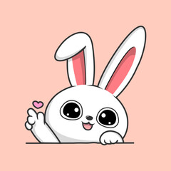 Bunny Hiding Cartoon - Cute Rabbit Kawaii Hide in the Ground