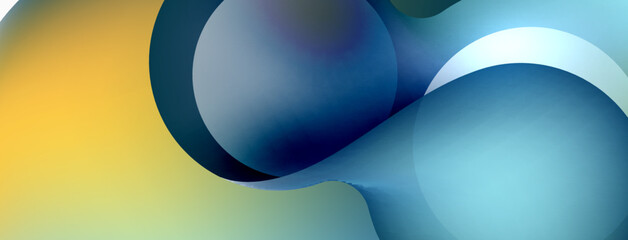 Fluid abstract background. Liquid color gradients composition. Round shapes and circle flowing design for wallpaper, banner, background or landing