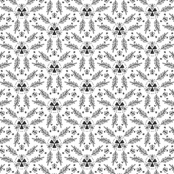 floral pattern for fabric, black and white coor