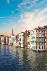 Beautiful views of the Grand Canal in Venice, Italy