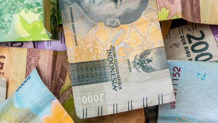 stack of rupiah banknotes as background