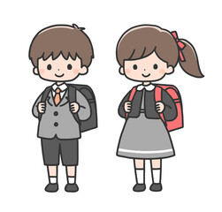 入学式の男の子と女の子