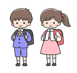 入学式の男の子と女の子