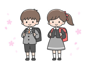 入学式の男の子と女の子