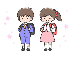 入学式の男の子と女の子