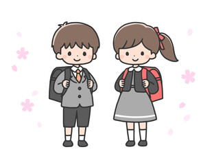 入学式の男の子と女の子