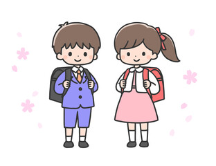 入学式の男の子と女の子