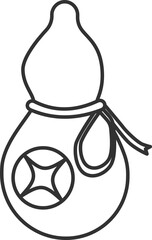 Chinese gourd icon, chinese new year, Black line icon.