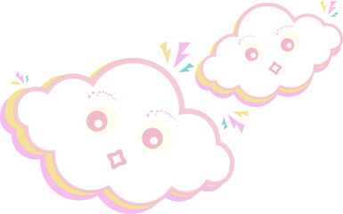 Cute kawaii rainbow clouds