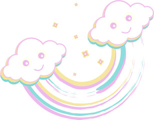 Cute kawaii rainbow clouds
