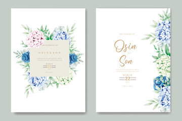 beautiful hydrangea floral wedding invitation card