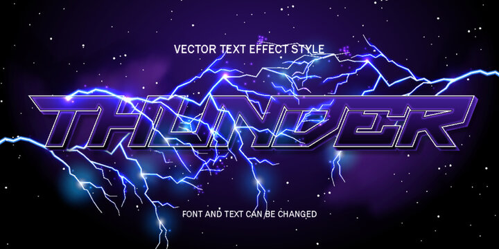 thunder lightning flash bold  font typography editable text effect font style template background