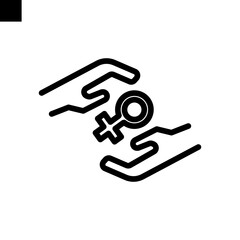 save and care woman icon line style vector