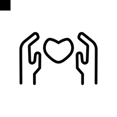 hand care love icon line style vector